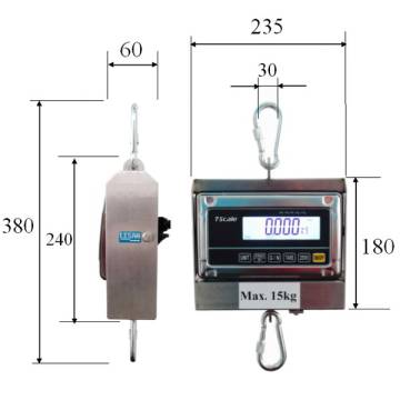 Obrázek k výrobku 4527 - Závěsná váha P-J1-RWP-30kg voděodolná, nerez